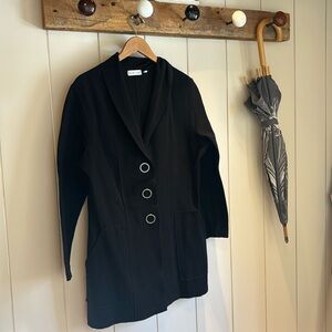 HABITAT L Black Stretch Felt Shawl Collar Snap Car Coat Lagenlook